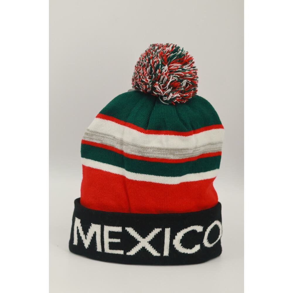 Mexico Mens Beanie Hat Winter Fleece Lined Knit Pom Pom Soccer Fan New League OS